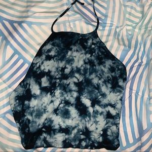 navy blue tye dye halter crop top